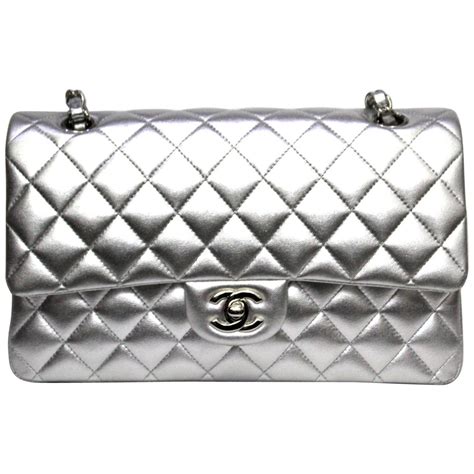 chanel silver bag 2023|metallic silver chanel bag.